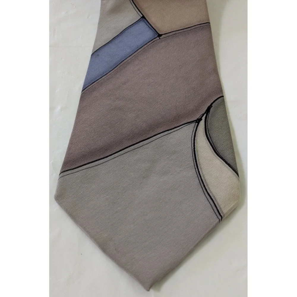 Vintage Robert Daskal Chicago Hand Painted Silk Tie Art Deco Abstract 56x4